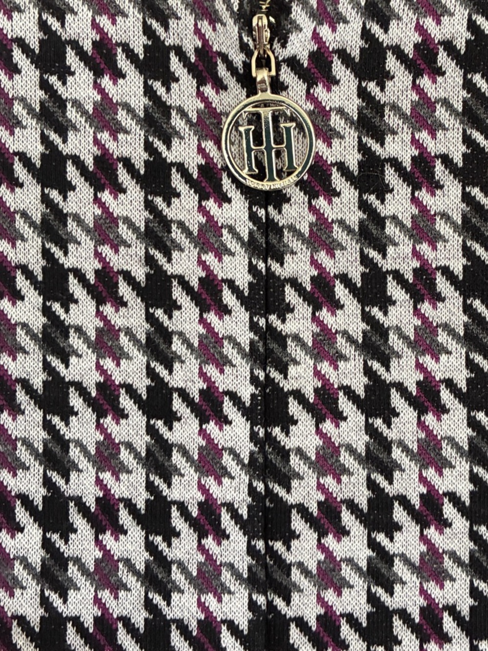NWOT Preppy Tommy Hilfiger Black, White & Purple Houndstooth Shift Dress Size 10 - Picture 8 of 8